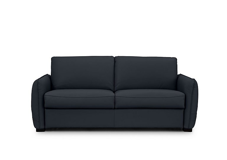 Jaxx Leather Sofa Bed with Slim Arms - Navy