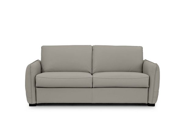 Jaxx Leather Sofa Bed with Slim Arms  New Grey | Bed Sava