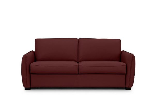 Jaxx Leather Sofa Bed with Slim Arms  Ruby | Bed Sava