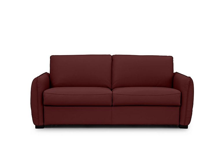 Jaxx Leather Sofa Bed with Slim Arms - Ruby