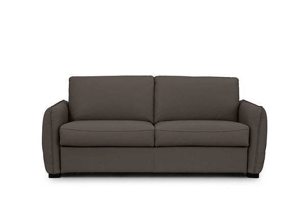 Jaxx Leather Sofa Bed with Slim Arms  Storm | Bed Sava