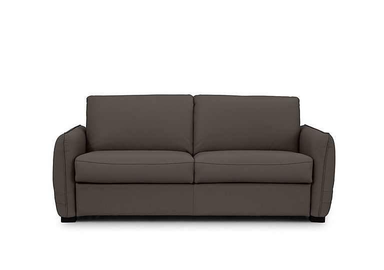 Jaxx Leather Sofa Bed with Slim Arms - Storm