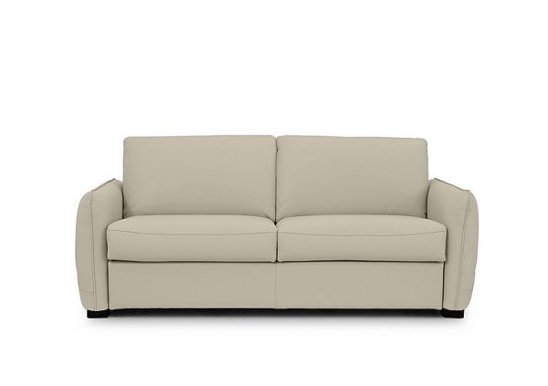 Jaxx Leather Sofa Bed with Slim Arms  Bone China | Bed Sava