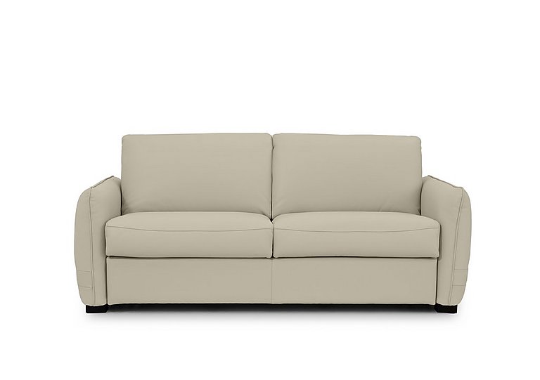 Jaxx Leather Sofa Bed with Slim Arms - Bone China
