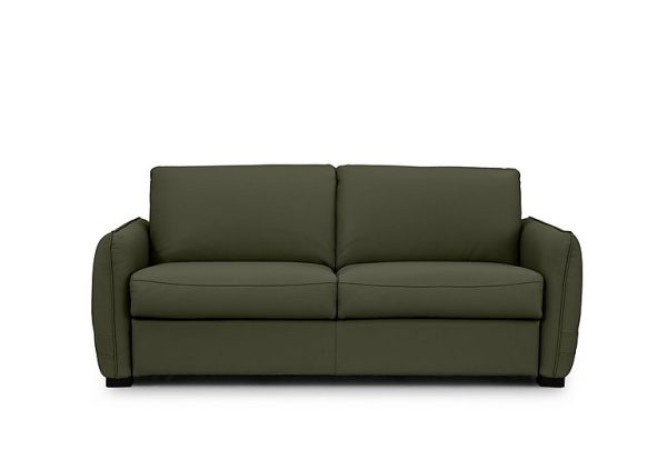 Jaxx Leather Sofa Bed with Slim Arms  Oslo Pine | Bed Sava
