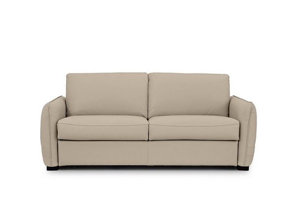 Jaxx Leather Sofa Bed with Slim Arms  Oyster | Bed Sava