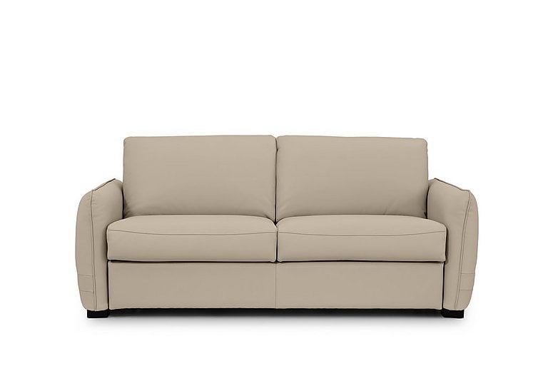 Jaxx Leather Sofa Bed with Slim Arms - Oyster