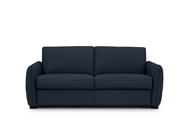 Jaxx Leather Sofa Bed with Slim Arms  Peacock | Bed Sava