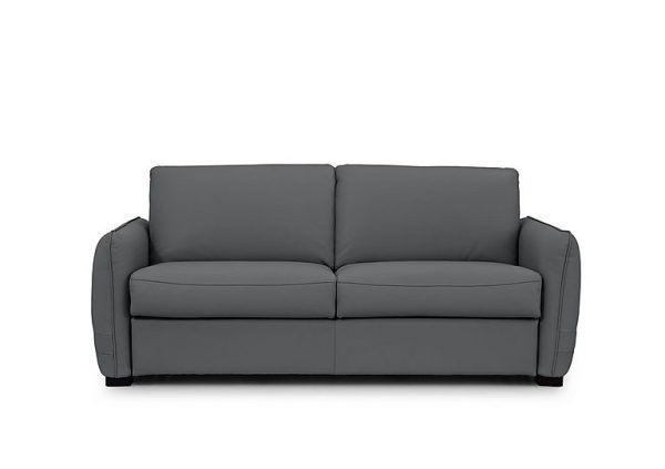 Jaxx Leather Sofa Bed with Slim Arms  Granite | Bed Sava