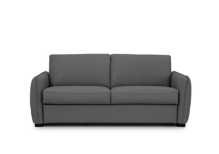 Jaxx Leather Sofa Bed with Slim Arms - Granite