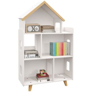 3 Tier Toy Storage Shelf Children Bookcase with 6 Cubby White | Bed Sava