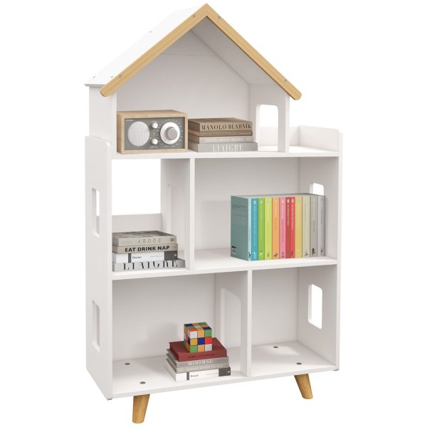 3 Tier Toy Storage Shelf Children Bookcase with 6 Cubby White | Bed Sava