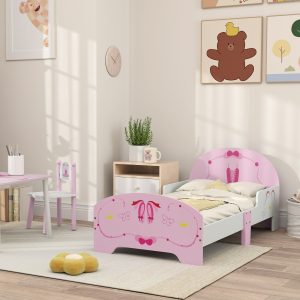 Ballet Theme Toddler Bed Frame with Safety Rails for 3 6 Years | Bed Sava