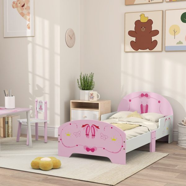 Ballet Theme Toddler Bed Frame with Safety Rails for 3 6 Years | Bed Sava