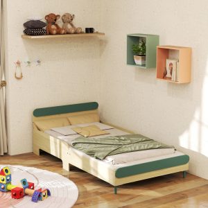 Toddler Bed Kids Bed w Safety Rail 195 x 103 x 605cm Green | Bed Sava