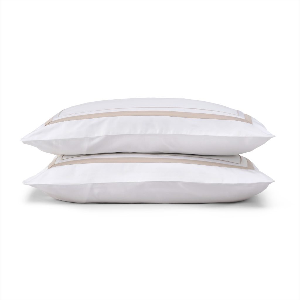 Cotton Collection Border Pillowcase Pair - Natural