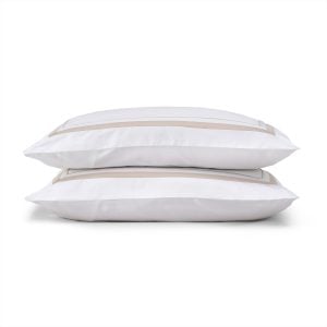 Cotton Collection Border Pillowcase Pair  Natural | Bed Sava