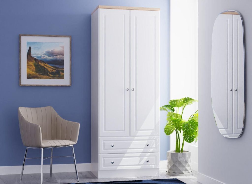 Texas 2-Door 2-Drawer Wardrobe - White