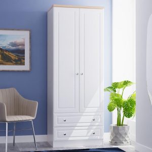 Texas 2 Door 2 Drawer Wardrobe  White | Bed Sava