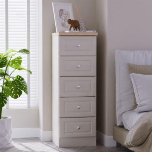 Texas 5 Drawer Tall Boy  Cream | Bed Sava