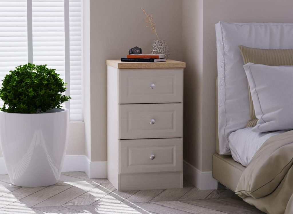 Texas 3-Drawer Bedside Table - Cream
