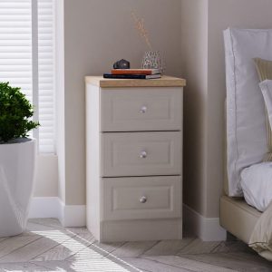 Texas 3 Drawer Bedside Table  Cream | Bed Sava