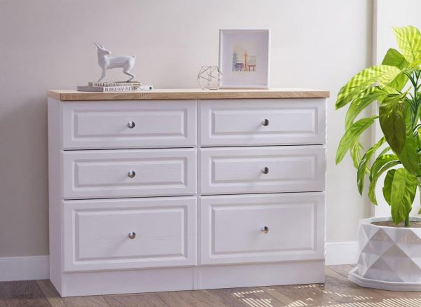 Texas 6 Drawer Chest  White | Bed Sava