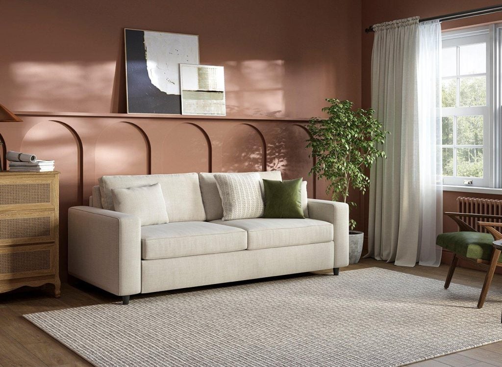 Elba 3-Seater Pull-Out Sofa Bed - Cream