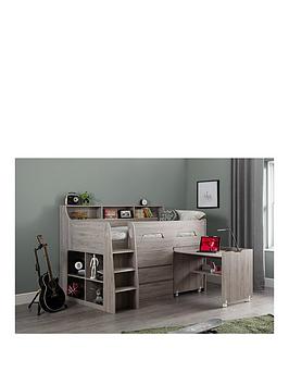 Julian Bowen Noah Midsleeper Bed With Storage And Desk - White Or Grey