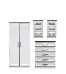 Swift Regent Ready Assembled 4 Piece Package  2 Door Wardrobe 5 Drawer Chest And 2 Bedside Chests  FscReg Certified | Bed Sava