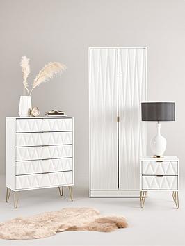 Swift Versailles Part Assembled 4 Piece Package - 4 Door Wardrobe, 5 Drawer Chest And 2 Bedside Chests - Fsc&Reg; Certified