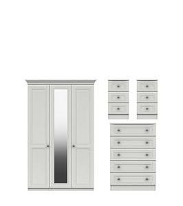 One Call Harris 4 Piece Part Assembled Package 3 Door Mirrored Wardrobe 5 Drawer Chest And 2 Bedside Chests | Bed Sava