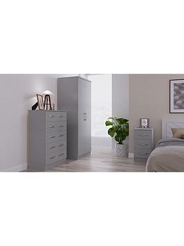 Swift Elton Ready Assembled 4 Piece Package - 2 Door Wardrobe, 5 Drawer Chest And 2 Bedside Chests - Fsc&Reg; Certified