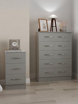 Swift Elton 3 Piece Ready Assembled Package - 5 Drawer Chest And 2 Bedside Chests - Fsc&Reg; Certified