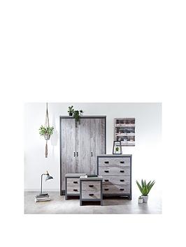 Gfw Boston 4 Piece Package - 3 Door Wardrobe, 4 Drawer Chest, 2 Bedside Chests - Grey
