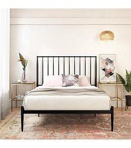 Dorel Home Giulia Modern Metal Double Bed Frame  Black | Bed Sava
