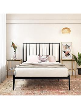 Dorel Home Giulia Modern Metal Double Bed Frame  Black | Bed Sava