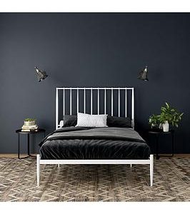 Dorel Home Giulia Modern Metal Double Bed Frame  White | Bed Sava