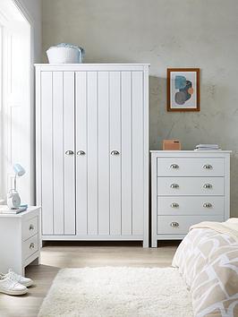 Very Home Atlanta 3 Piece Package - 3 Door Wardrobe, 4 Drawer Chest And 2 Drawer Bedside Chest - White