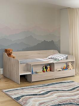 Julian Bowen Stella Low Sleeper Bed With Shelves And Drawers - Oak