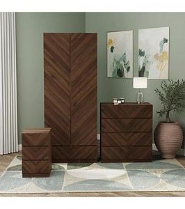 Gfw Catania 3 Piece Package Deal  2 Door 1 Drawer Wardrobe 4 Drawer Chest And A Bedside Chest  Walnut | Bed Sava