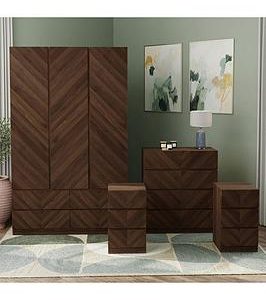 Gfw Catania 4 Piece Package Deal  3 Door 4 Drawer Wardrobe 4 Drawer Chest And 2 Bedside Chests  Walnut | Bed Sava