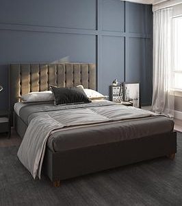Dorel Home Emily Double Linen Upholstered Bed | Bed Sava