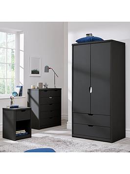 Very Home Aspen 3 Piece Package - 2 Door, 2 Drawer Wardrobe, 4 + 2 Chest And Bedside Table - Dark Grey
