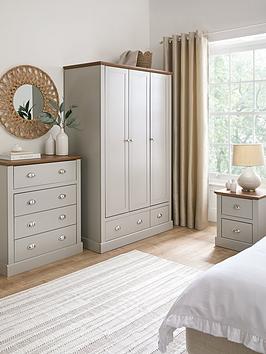 Very Home Crawford 3 Piece Package Deal - 3 Door Wardrobe, 4 Drawer Chest And 2 Drawer Bedside Chest