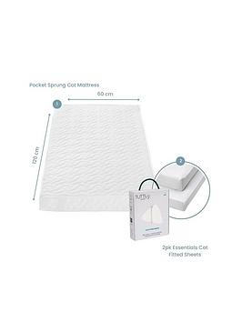 Tutti Bambini Pocket Sprung Cot Mattress (60 X 120 Cm) With Essentials 2Pk Fitted Sheets