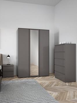Very Home Layton 3 Piece Package - 3 Door Mirrored Wardrobe, 5 Drawer Chest And 2 Drawer Bedside Chest - Fsc&Reg; Certified