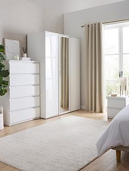 Very Home Layton 3 Piece Gloss Package - 3 Door Mirrored Wardrobe, 5 Drawer Chest And 2 Drawer Bedside Chest - Fsc&Reg; Certified