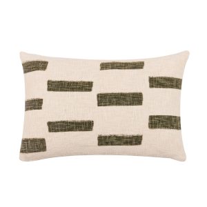 Printed Slub Cotton Feather Cushion  Moss | Bed Sava