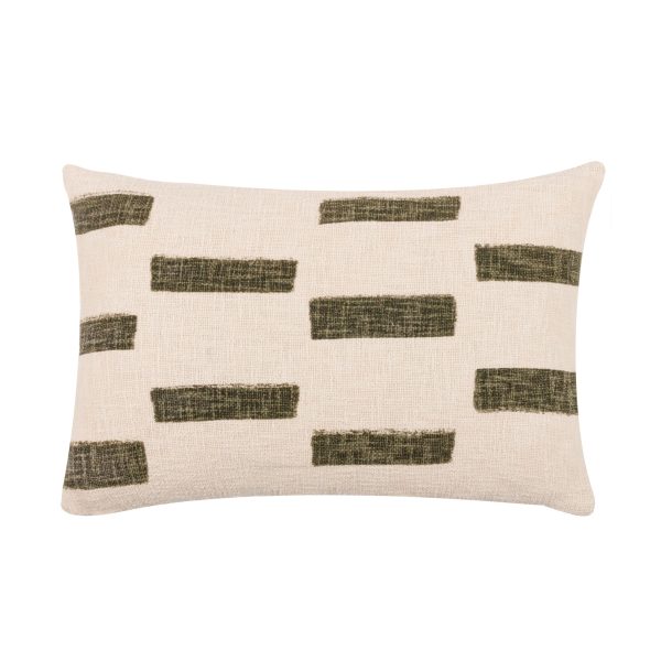 Printed Slub Cotton Feather Cushion  Moss | Bed Sava